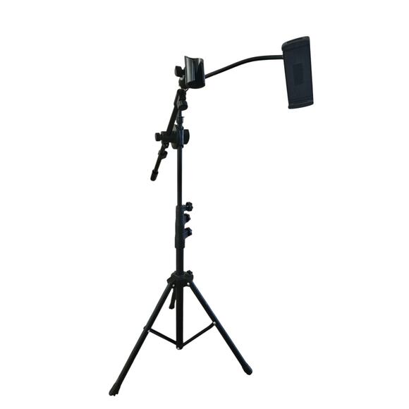Tripod Boom Microphone Stand with Tablet Phone Mount Adjustable Up To 56 inches - Picture 1 of 5